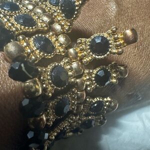 Vintage stretchy Elegant Black and Gold Women's Bracelet